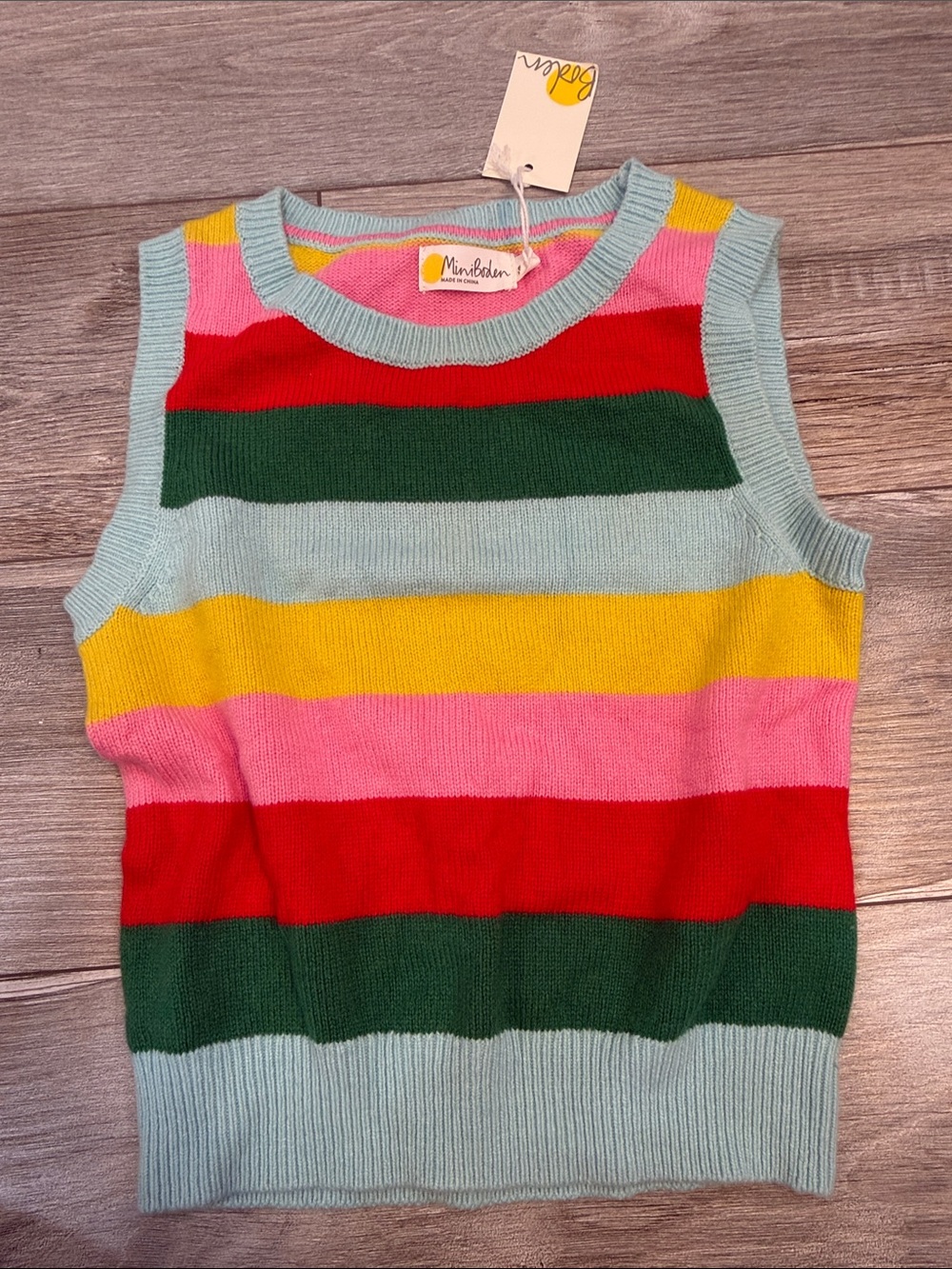 Mini Boden Girls Rainbow Sleeveless Sweater Size 6/7 NWT